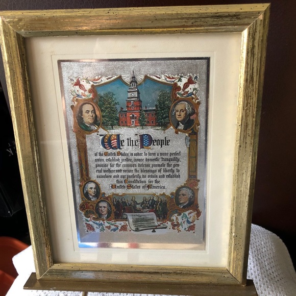 Vtg 1970s “We the People” Colored Foil Etch Print By JR Rosen Boston AE Hilton - Picture 1 of 6